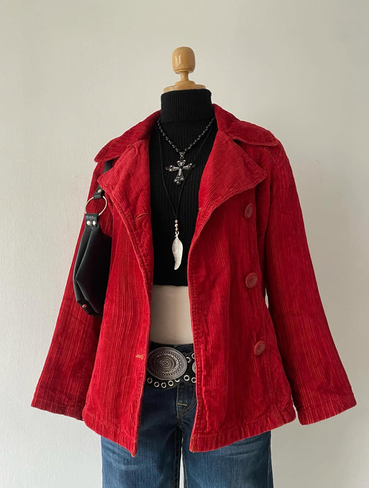 Red corduroy jacket with warm lining