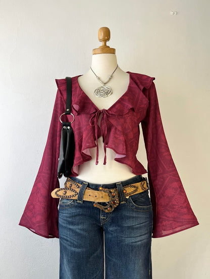 Boho chic blouse with bell sleeves