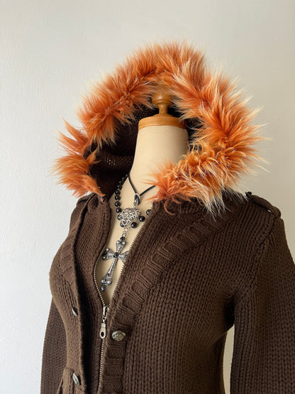 Knitted jacket with hood