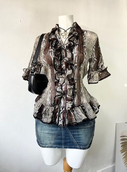 Animal print top with back tie