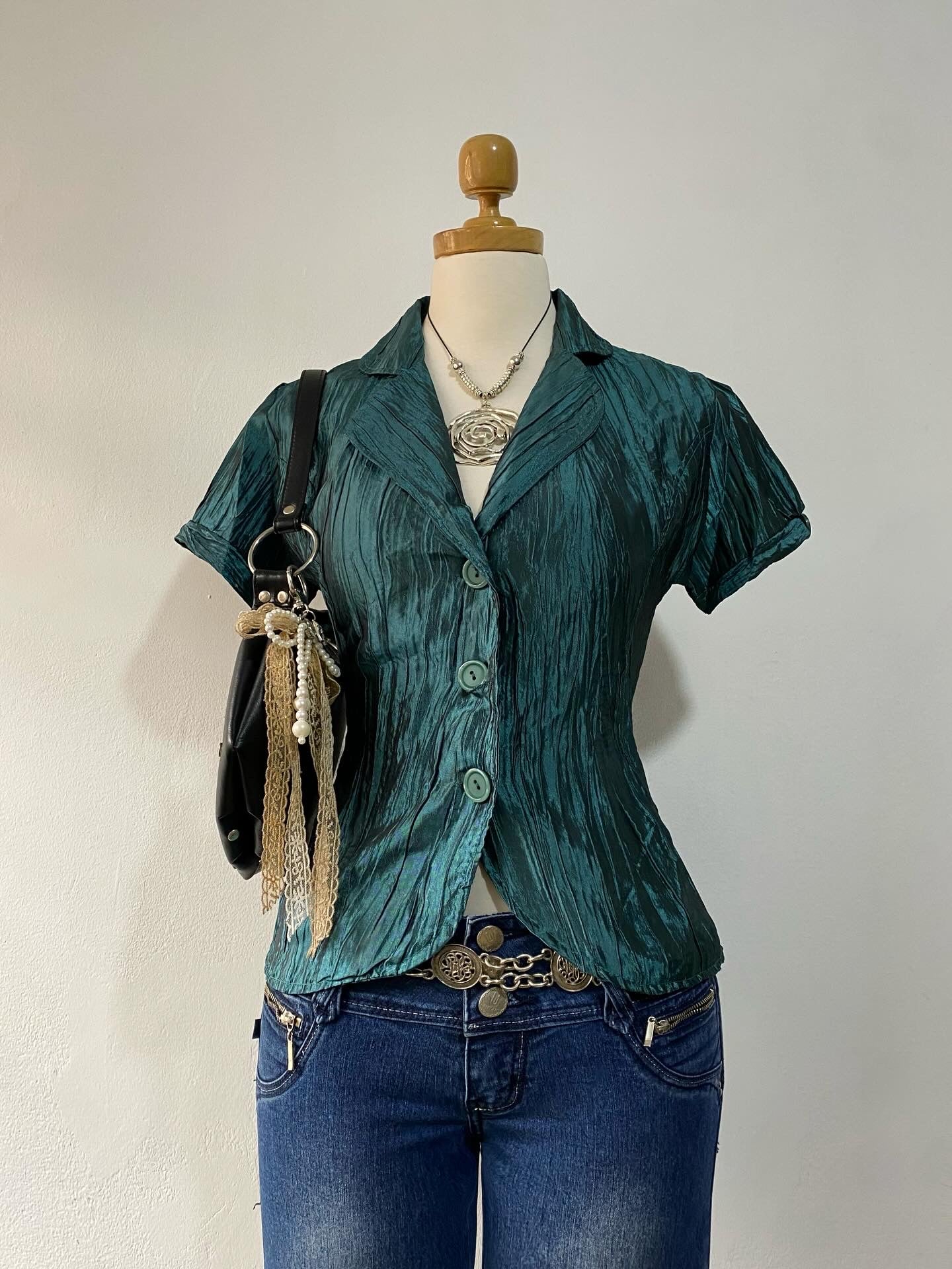 Iridescent green top