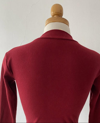 Burgundy high-waisted top