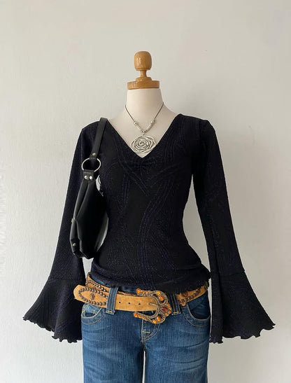 Bell-sleeved top