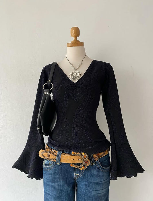 Bell-sleeved top