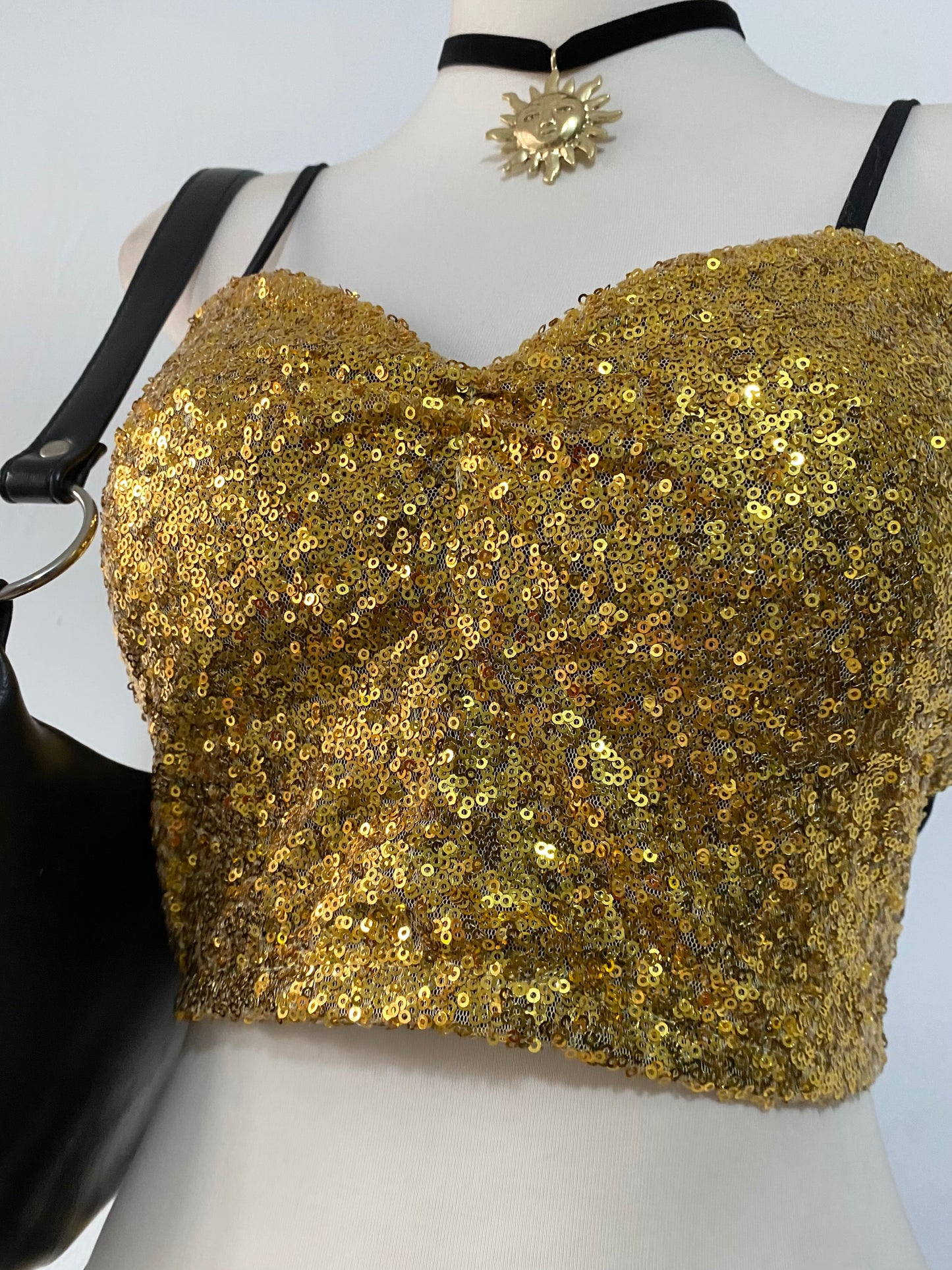 Gold sequin bralette top