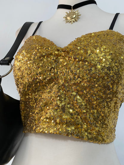 Gold sequin bralette top