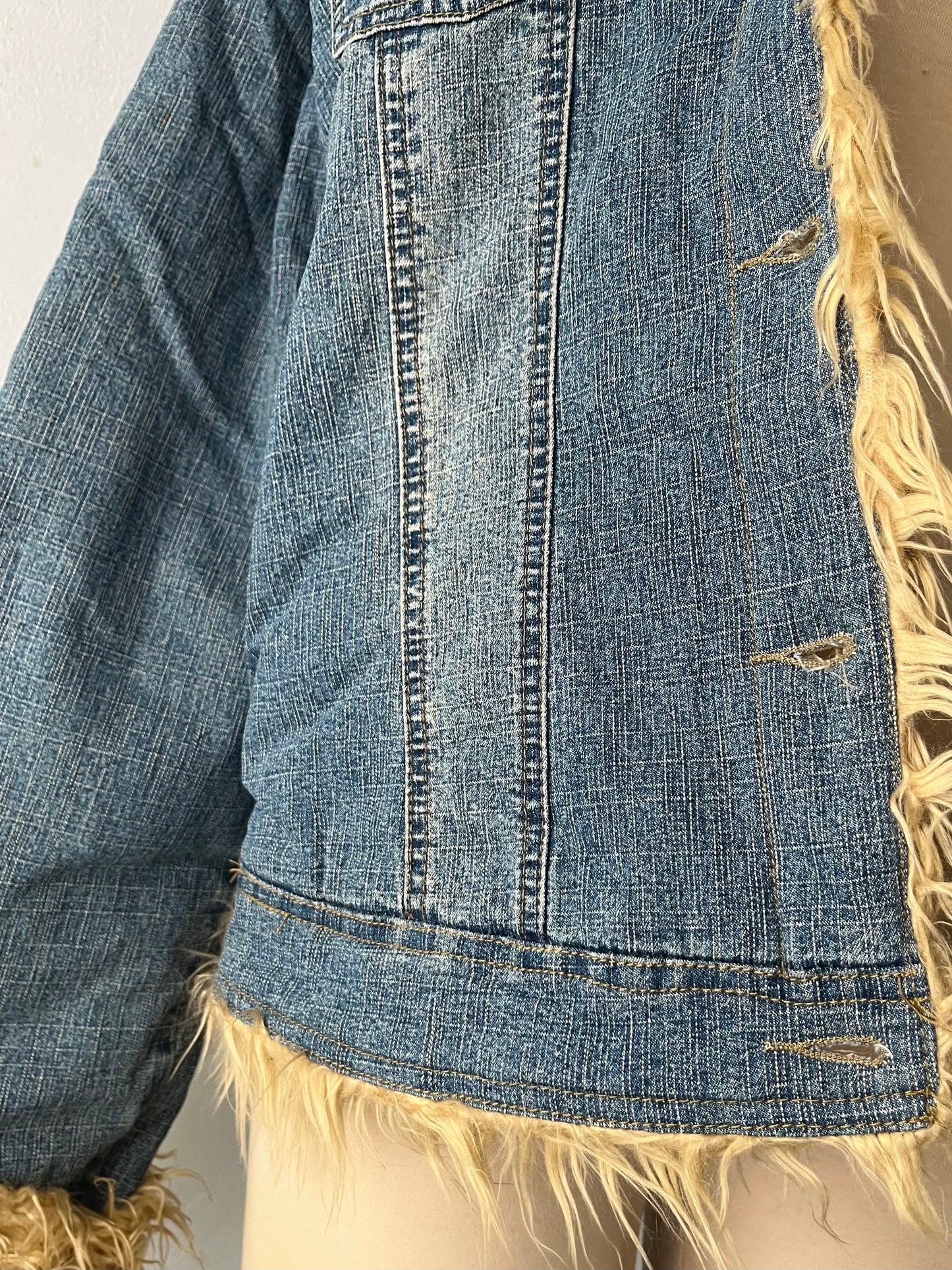 Oversized denim jacket with quilted lining