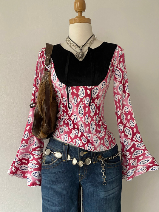 Bohemian flared sleeve top