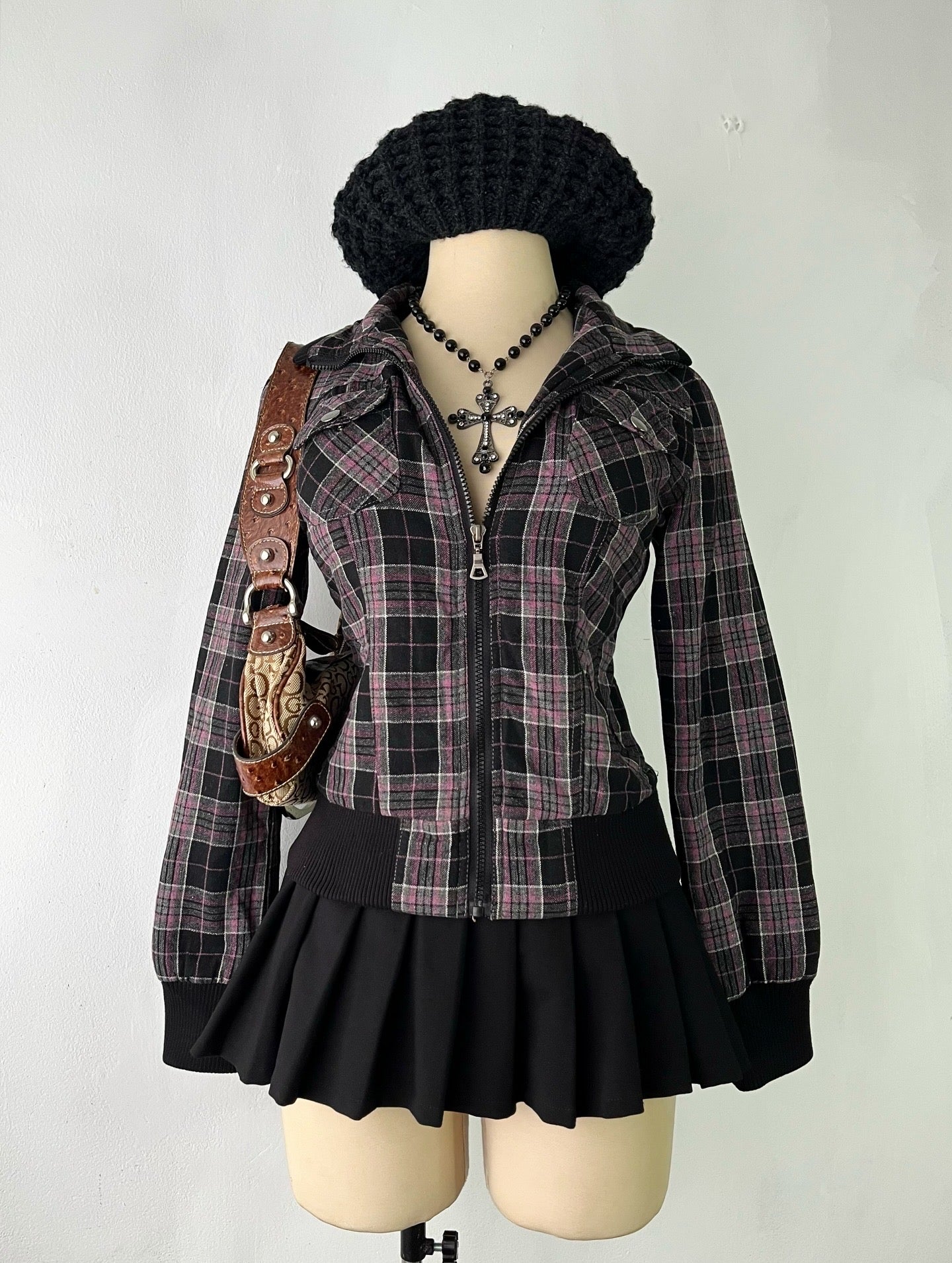 Plaid jacket with warm sherpa lining