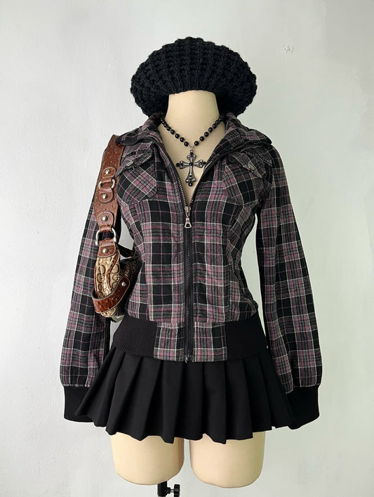 Plaid jacket with warm sherpa lining