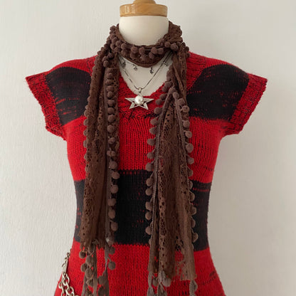 Knitted mini dress + scarf