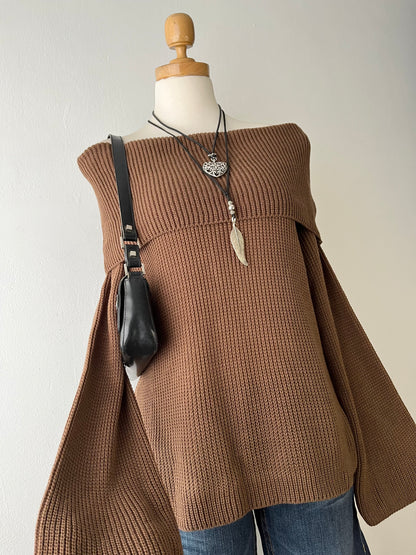 Off-the-shoulder sweater with wide sleeves