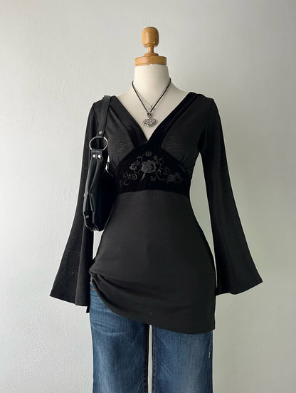 Bell-sleeved polydress top