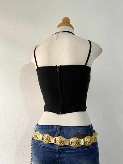 Gold sequin bralette top