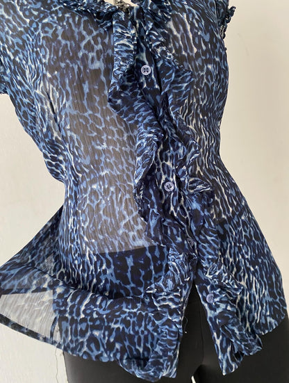 Cheetah print blouse with bow on the back