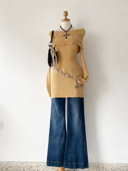 Long off-shoulder sweater