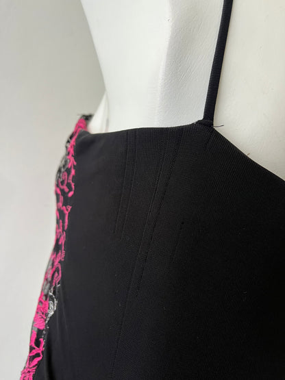 Asymmetrical fairy jumpsuit with floral embroidery design