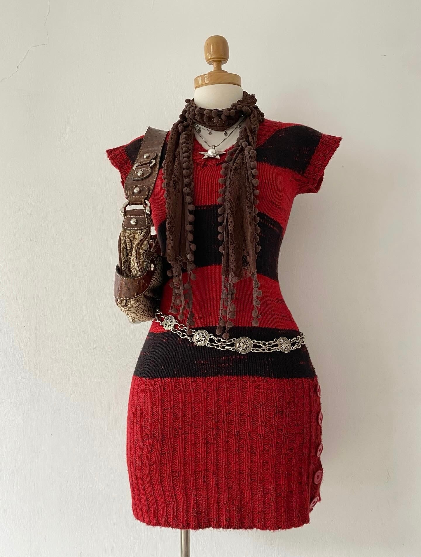 Knitted mini dress + scarf