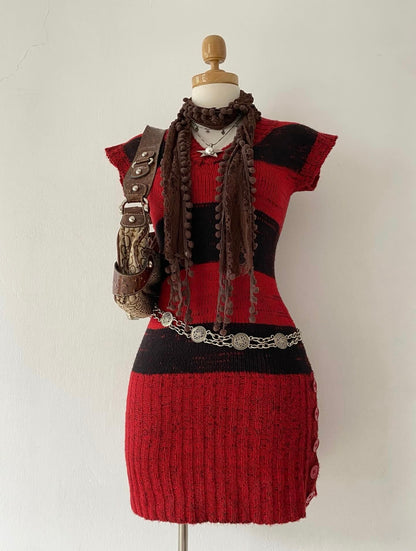 Knitted mini dress + scarf