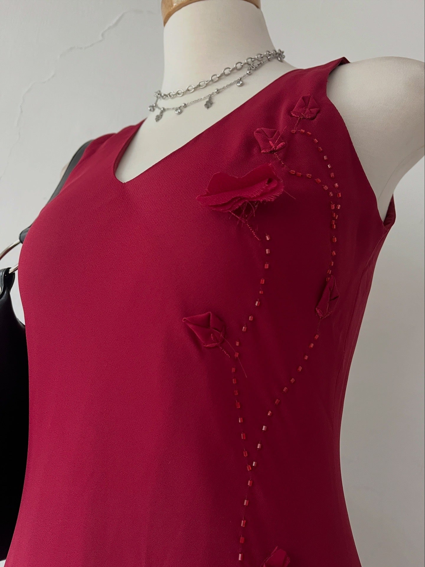 Burgundy asymmetric dress