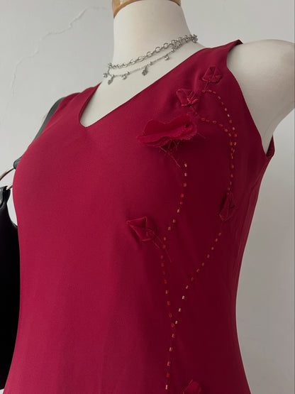 Burgundy asymmetric dress