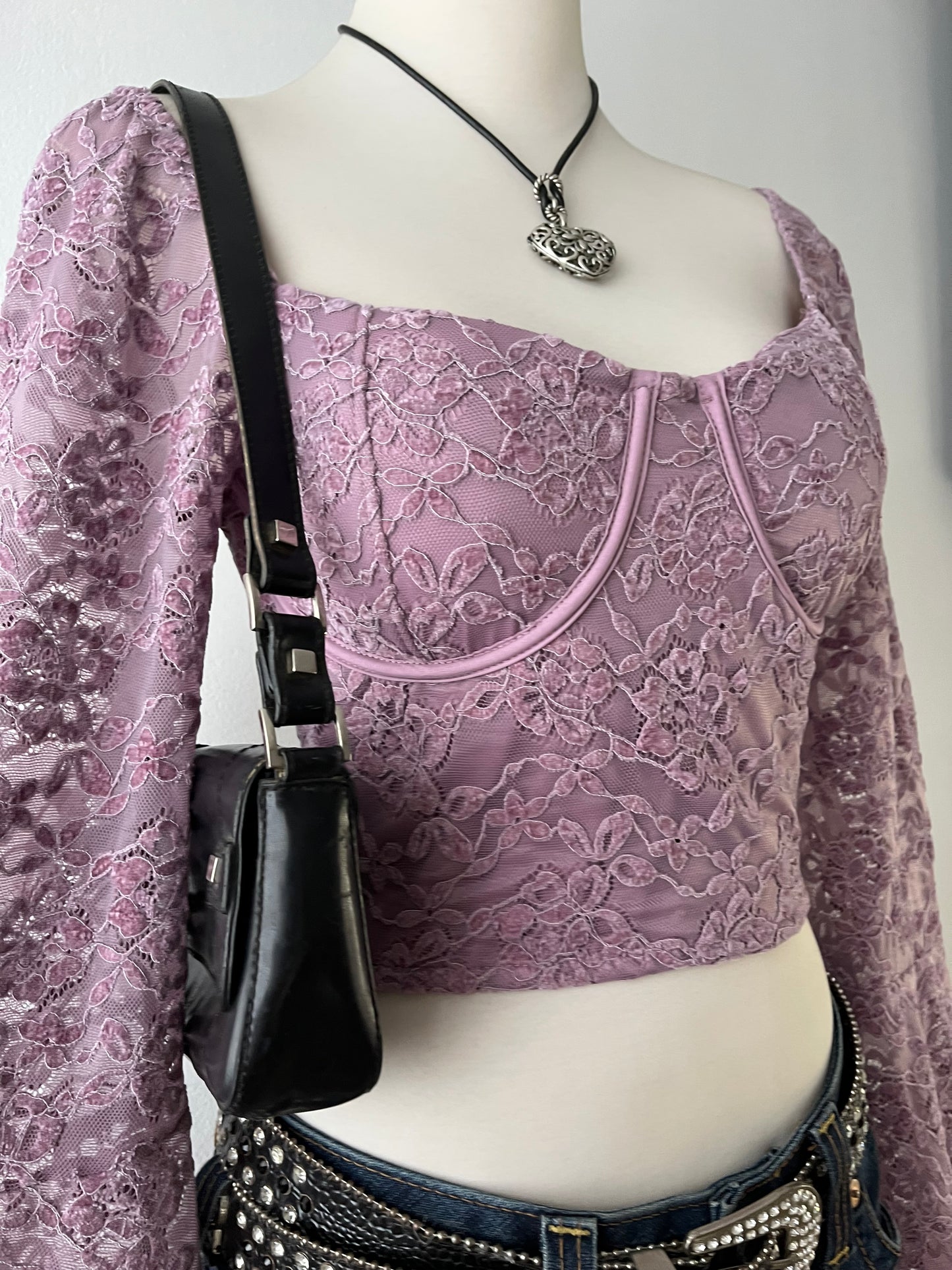 Corset top with flared sleeves