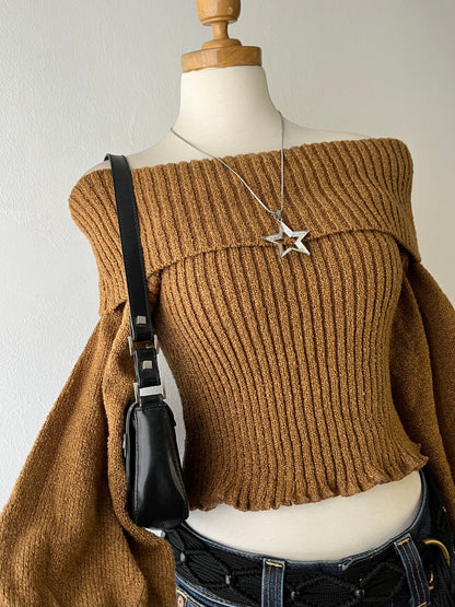 Off shoulder waist sweater