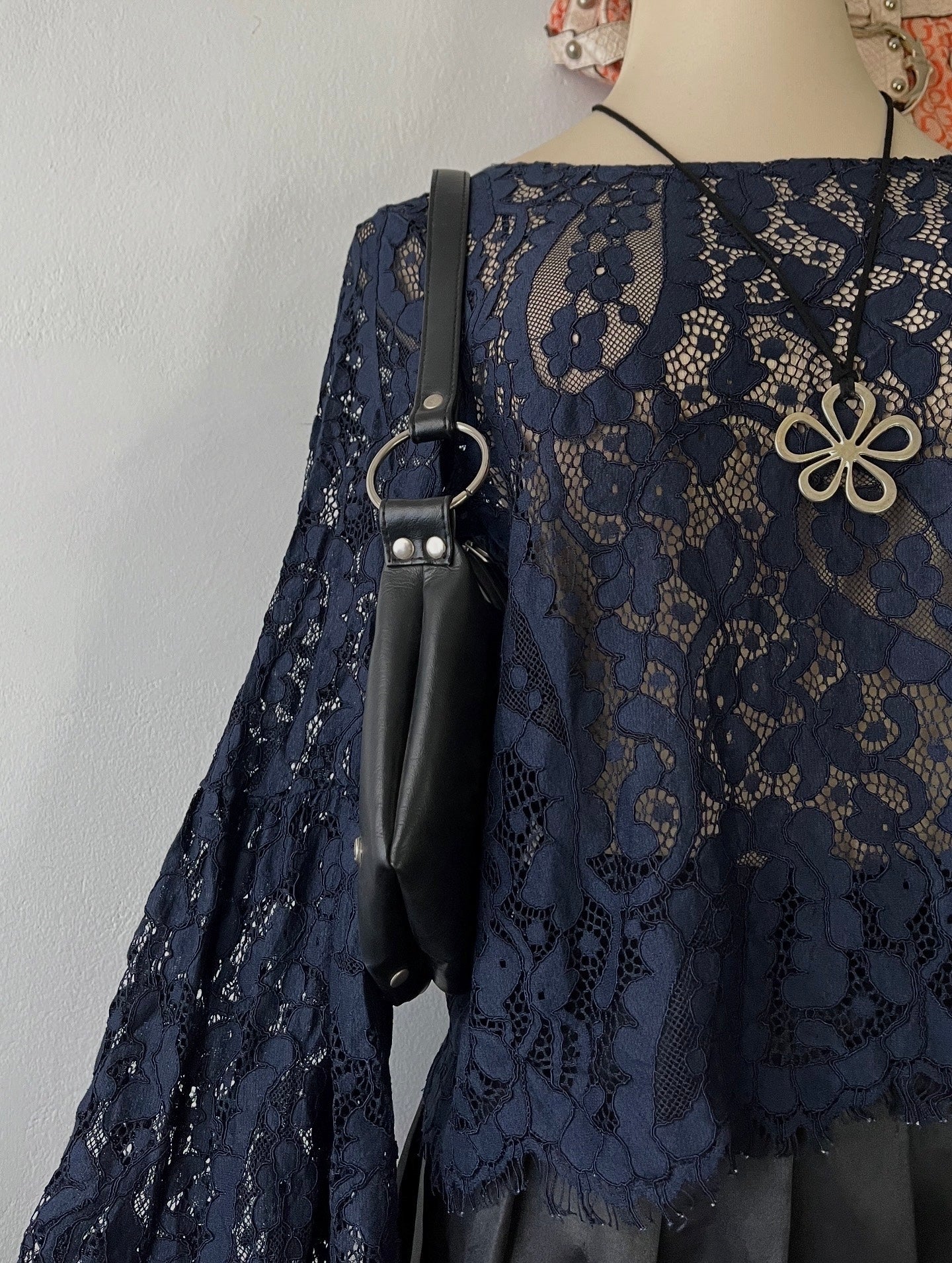 Mesh top with wide sleeves