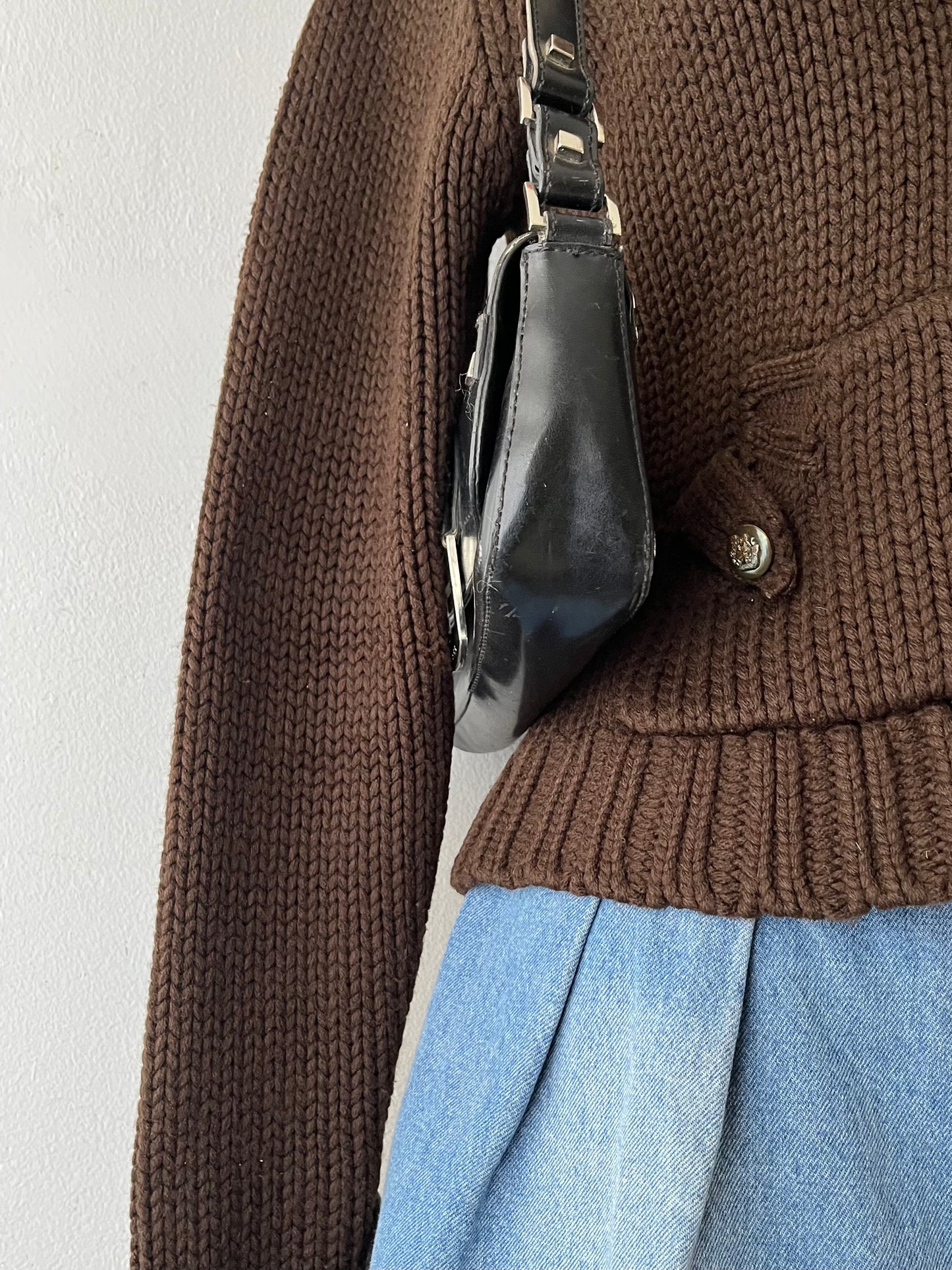 Knitted jacket with hood