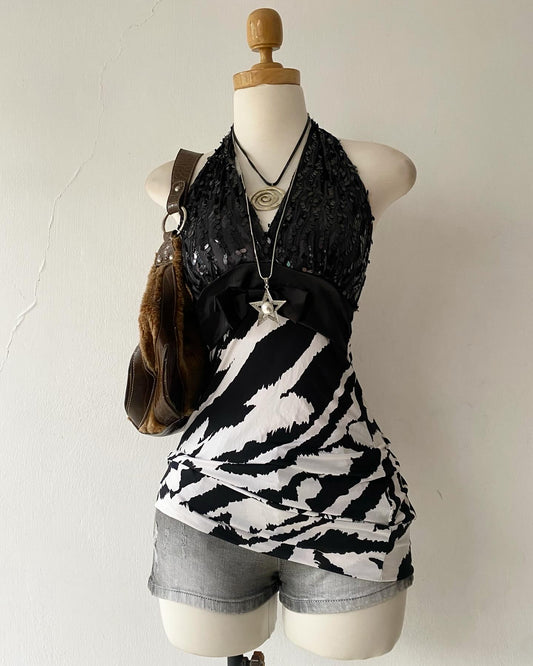 Sequin halter top ~ Size S