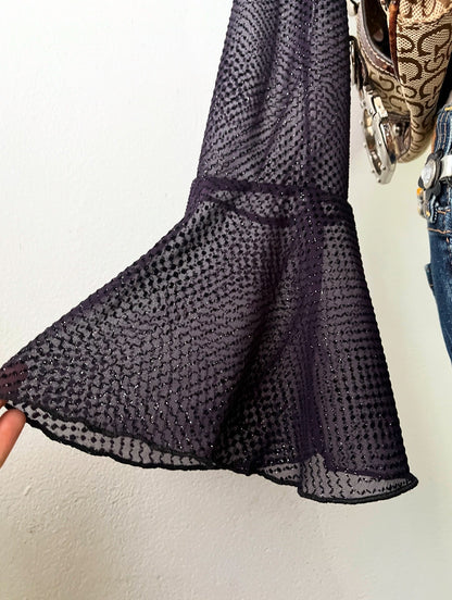 Mesh top with flared sleeves