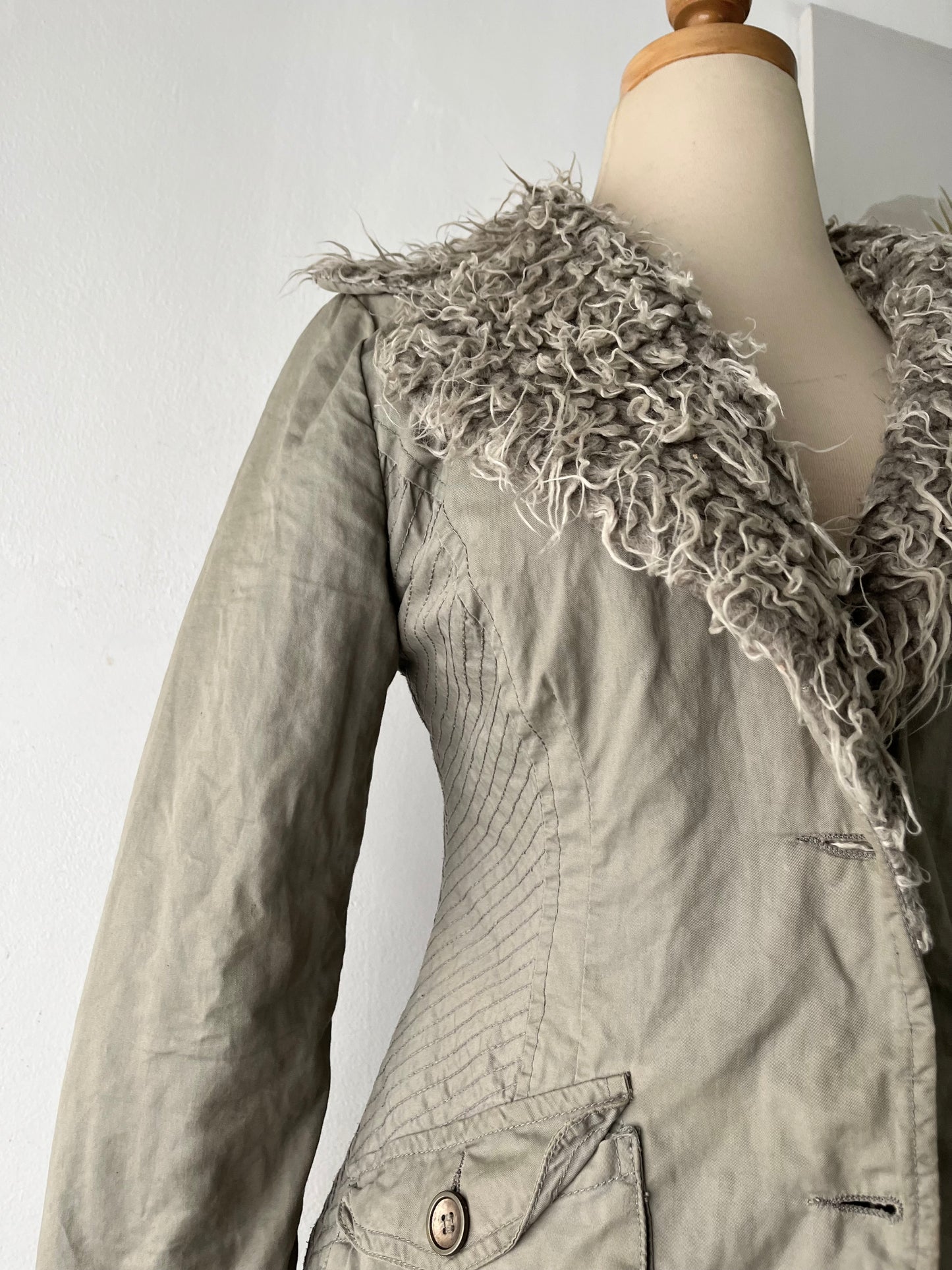 Warm quilted gray penny lane jacket