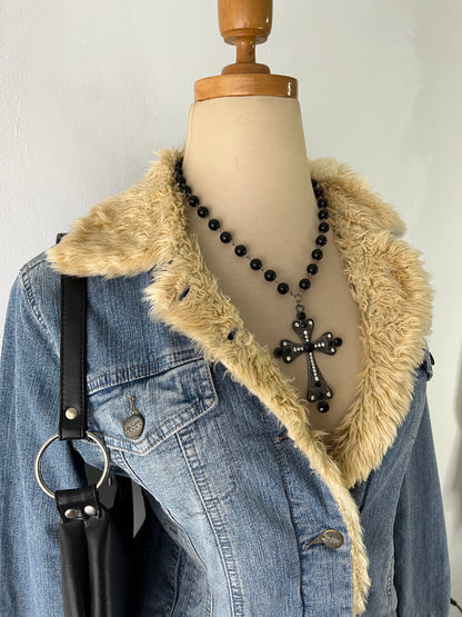 Denim jacket with warm sherpa lining