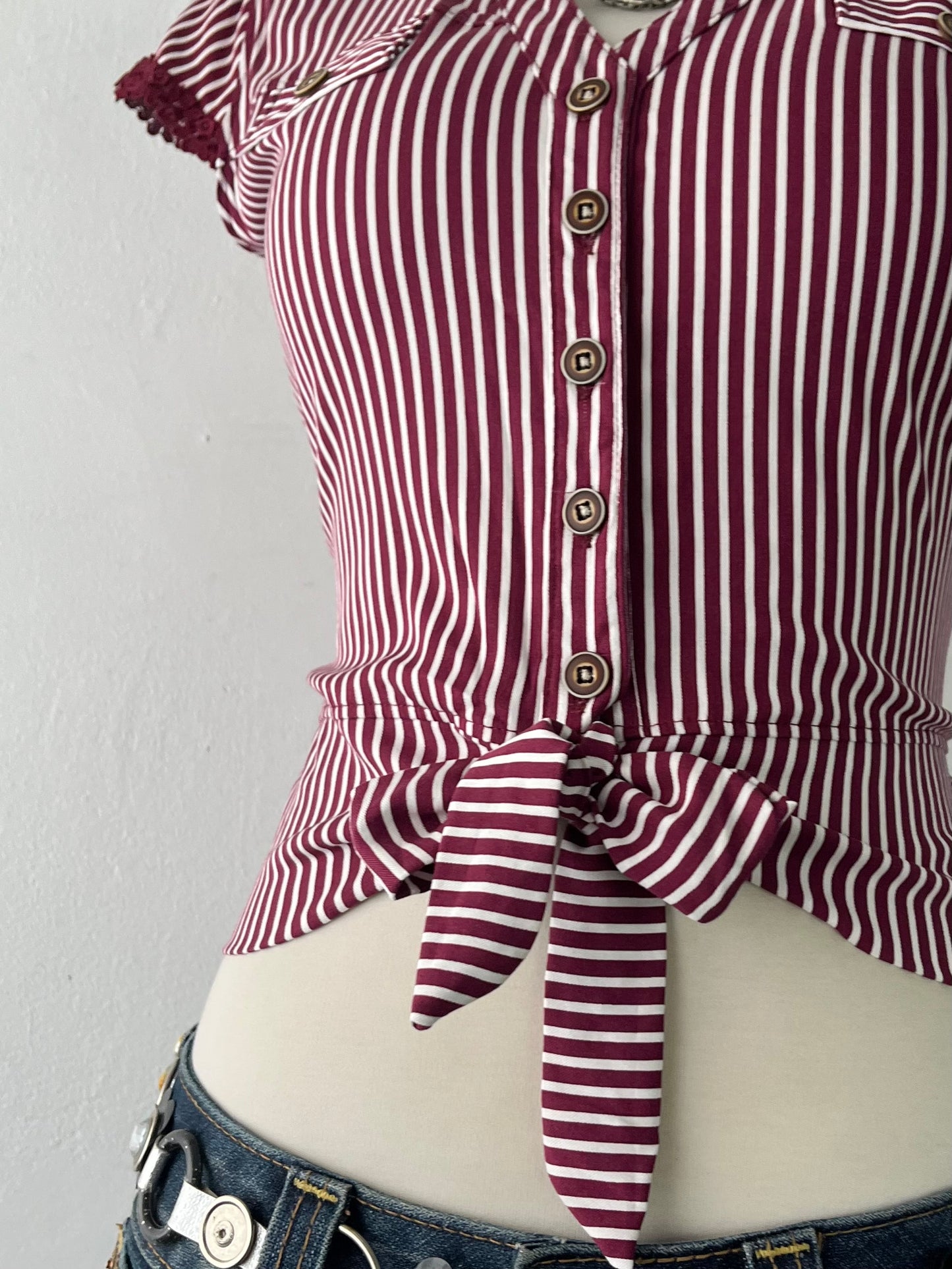 Striped blouse with bow