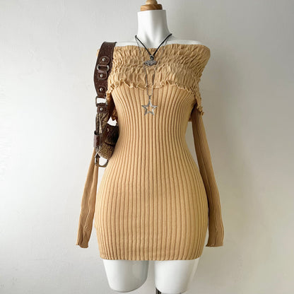 Off shoulder knitted dress
