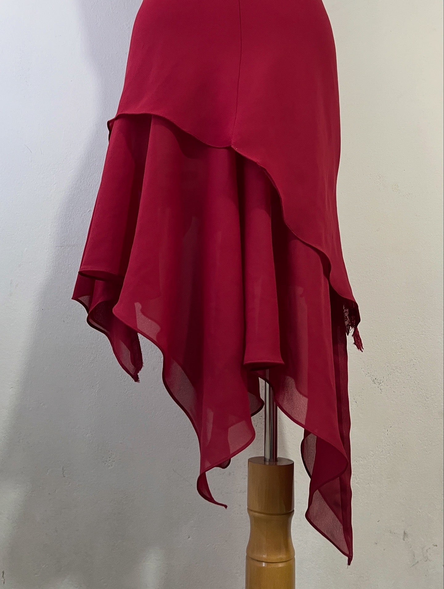 Asymmetrical burgundy dress