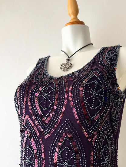 Purple sequin embroidery top