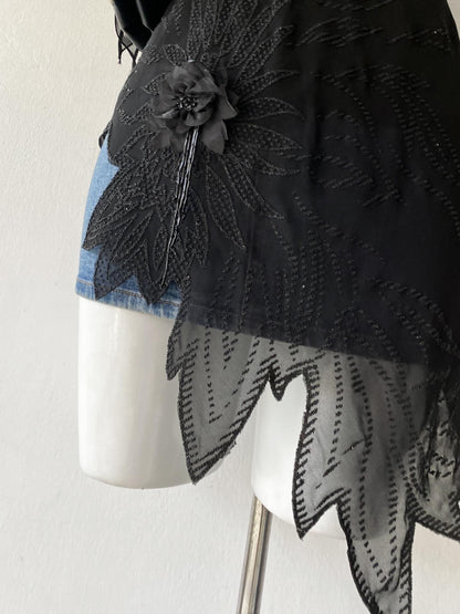 Black asymmetrical fairy top