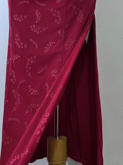 Adorable one-shoulder burgundy dress