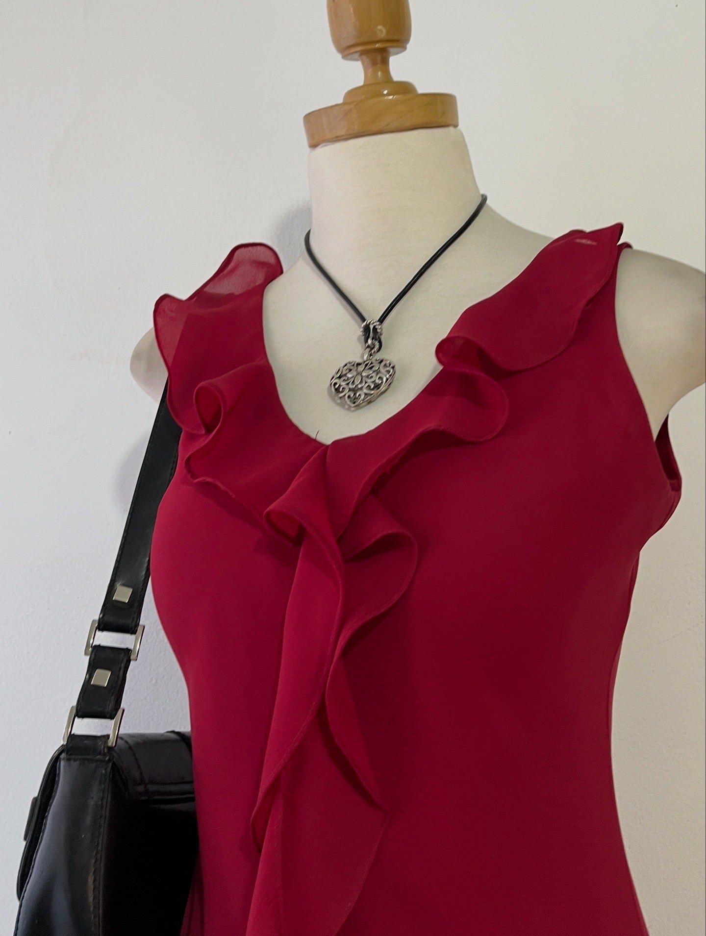 Asymmetrical burgundy dress