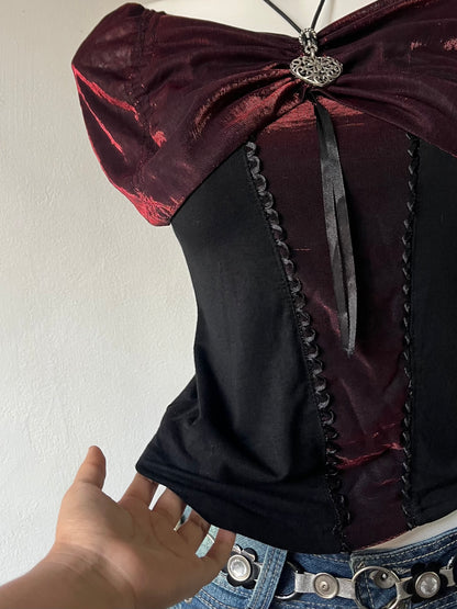 Coquette burgundy and noir top- size S