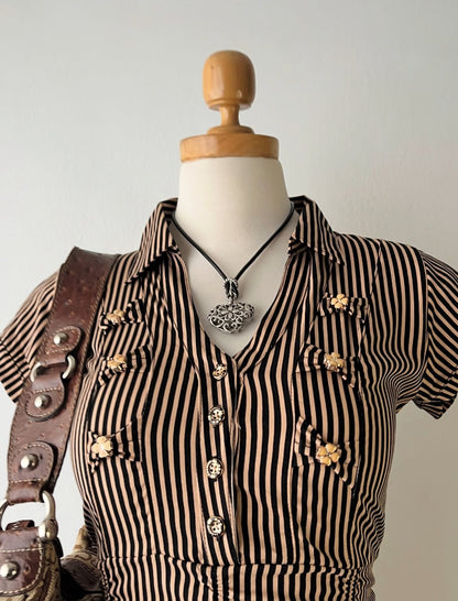 Striped blouse with bows