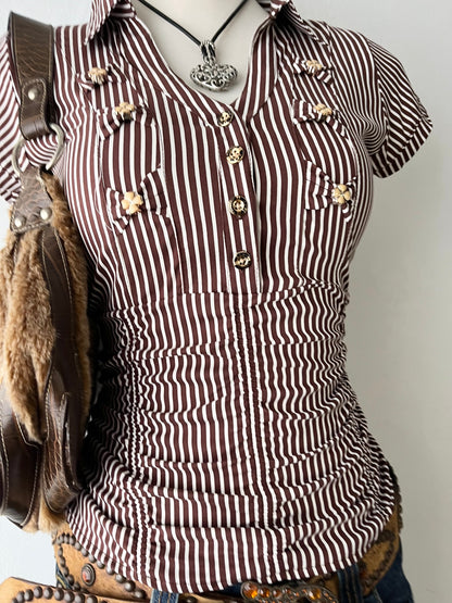 Adorable striped blouse with bows