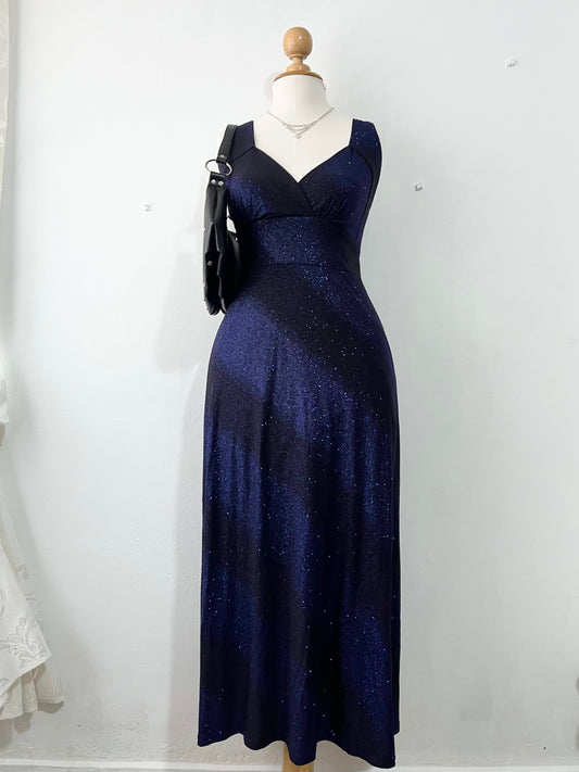 Blue and black sparkly dress with back bow