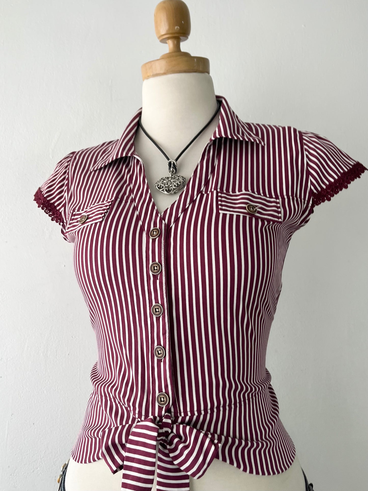 Striped blouse with bow