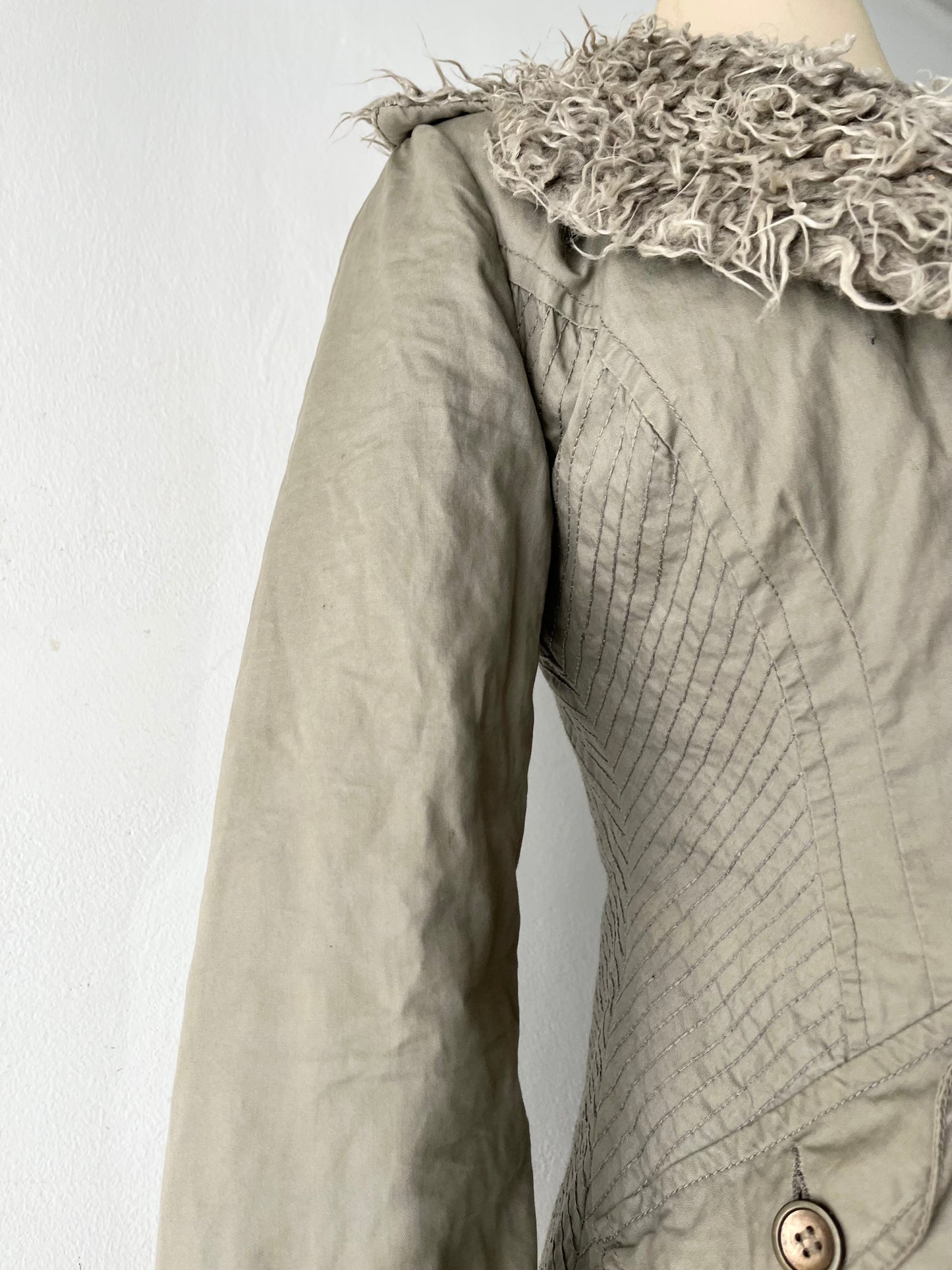 Warm quilted gray penny lane jacket