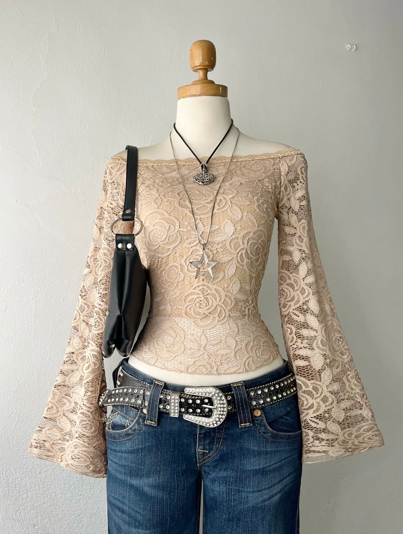 Lace top with wide sleeves