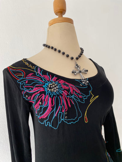 Top with orchid embroidery