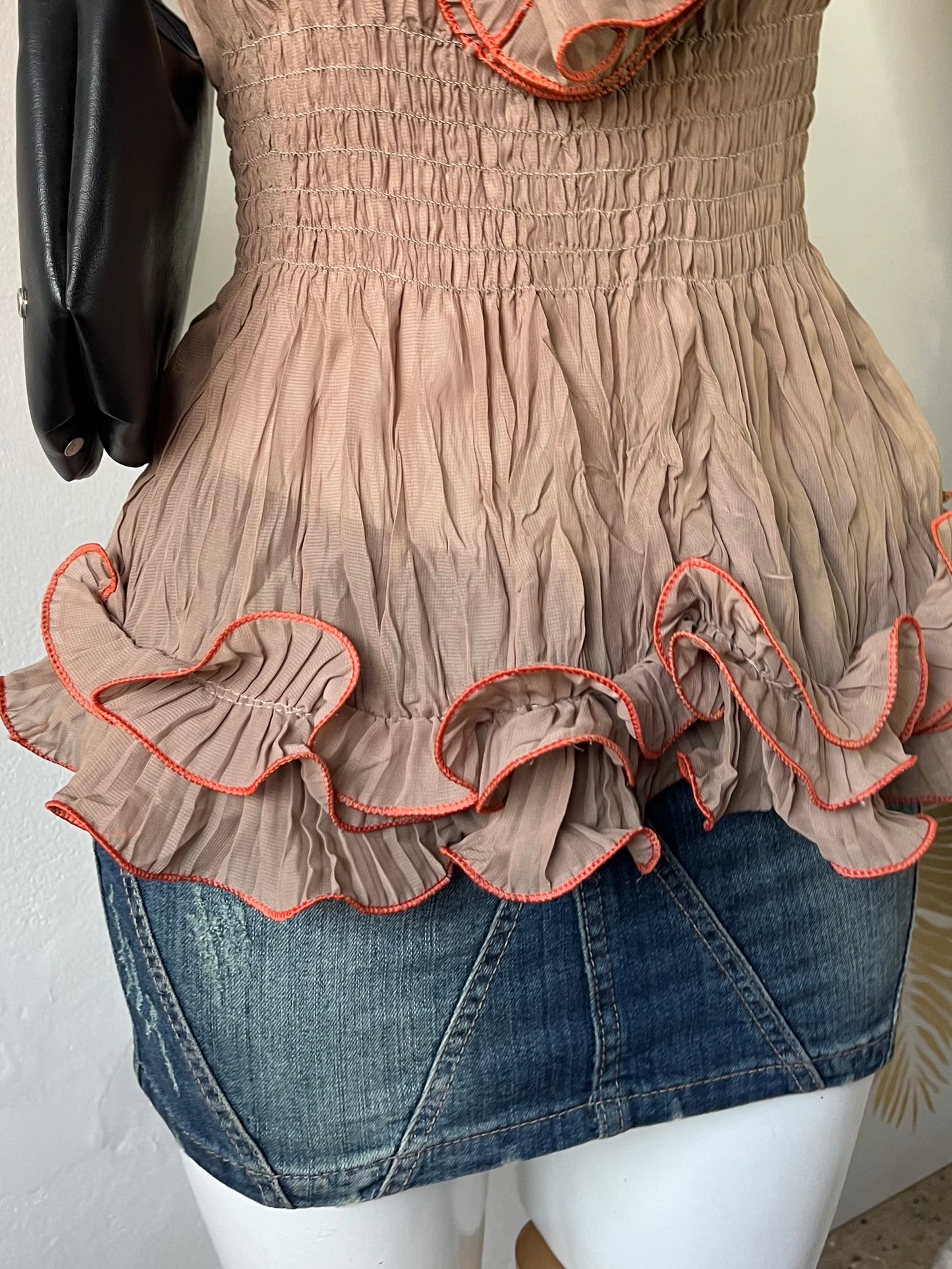 Top coquette beige
