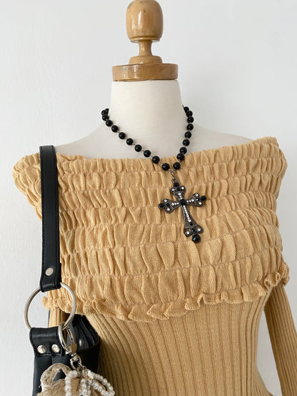 Long off-shoulder sweater